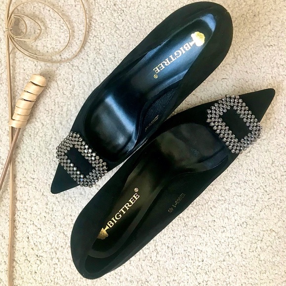 NWOT Bling Suede Black Pump - Picture 2 of 12